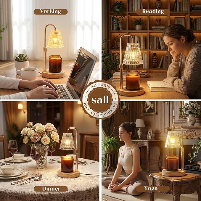 Glimra 2 Pack Candle Warmer Lamp Electric Timer,Candles Candle Wax Warmer for Jar Candles,Adjustable Candle lamp Birthday Gifts,for Mom Women Friend Sister,Office Apartment Dorm Room Home Decor