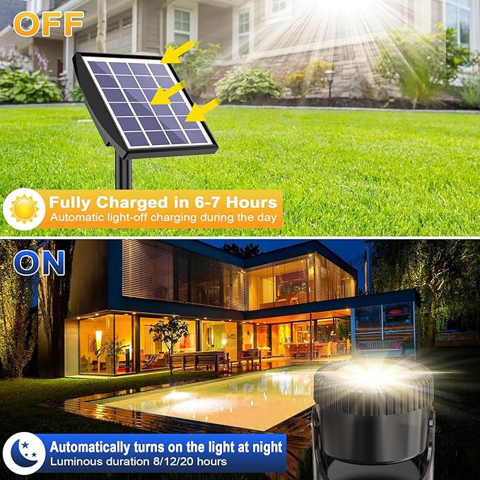 Solar Pond Lights LED Underwater, Smart Auto ON/Off Submersible Fountain Lights with 3-Brightness Modes, IP68 Waterproof Pond Light for Aquarium, Waterfall, Fish Tank, Garden(3 Head Lamp)