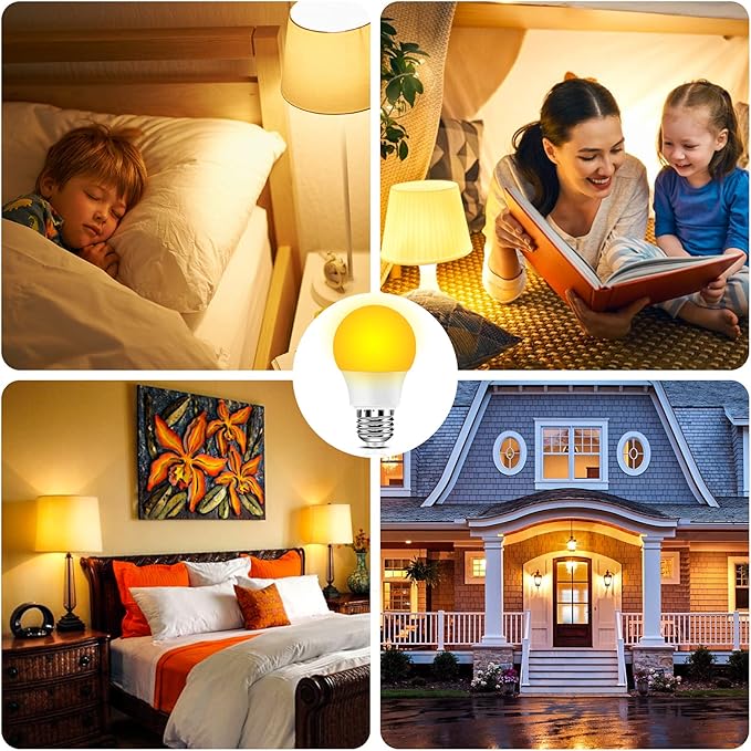 Neporal Amber Sleep Light Bulb – 1800K Blue Light Blocking LED Bulb, UL Listed, 9W Energy Saving Warm Night Light for Bedroom, Bedside, Kids Room, Relaxing Bedtime Use, 2 Pack