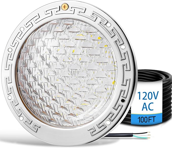 120V LED Pool Lights for Inground Pool, 10 Inch Inground Pool Light with 50FT Cord, 35W(300W Equivalent) 4000LM Cool White, Fits 10'' Wet Niche, Stainless Steel Housing