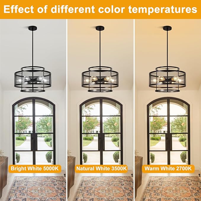18" Modern Pendant Lights Kitchen Island, 6-Light Matte Black Pendant Light Fixtures, Industrial Farmhouse Hanging Pendant Lights for Kitchen Island Dining Room Living Room Bedroom Foyer Entryway