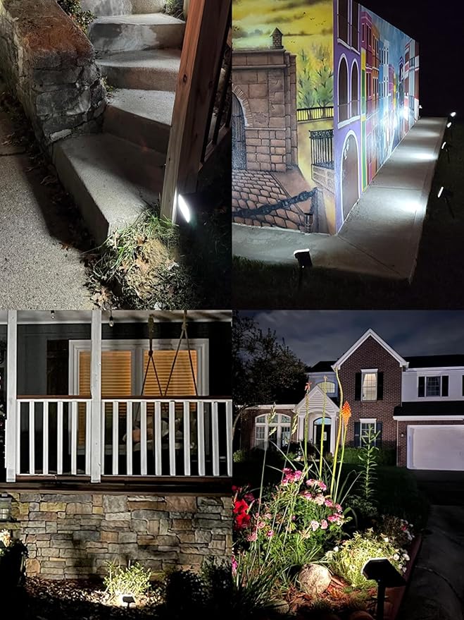 Kaxiida Solar Lights Outdoor Waterproof IP68, 3 Lighting Models Solar Powered Spot Lights Outdoor, 56LED Solar Light Dusk to Dawn for Yard Patio Garden Pathway Landscape Lighting (White, 8 Pack)