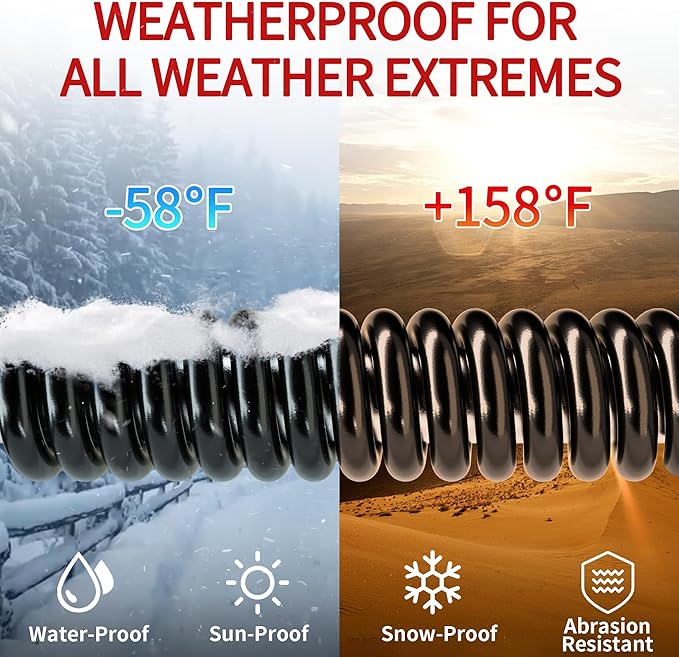 100 FT 12 Gauge Extension Cord Outdoor, Heavy Duty Weatherproof & Flame Retardant Black 3 Prong Power Cord with Light, Outside for Lawn & Garden, 15 Amps 1875 Watts 125 VAC 12AWG SJTW, ETL Listed