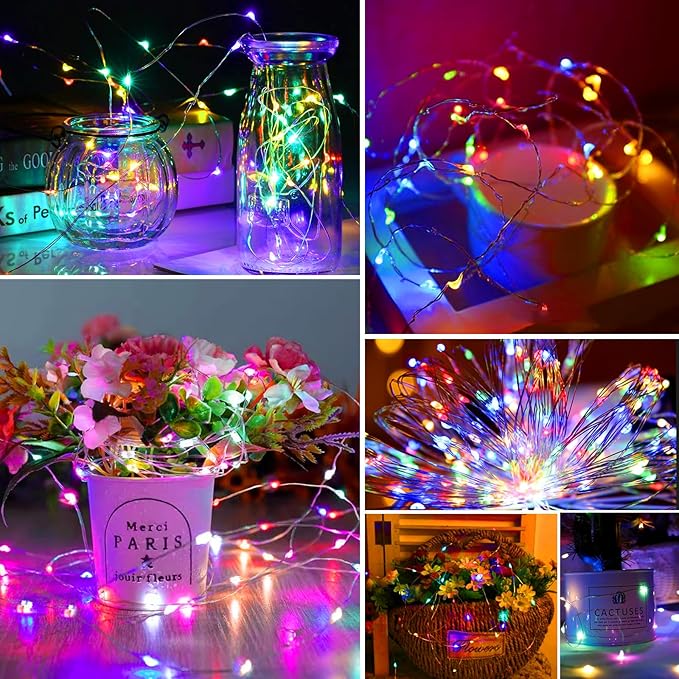 ZGWJ Fairy Lights Battery Operated, 8 Pack Twinkle String Lights 20 LED 7FT Mason Jar Decor for Bedroom, Halloween, Christmas, Party Indoor and Outdoor Decoration Mixed-Color