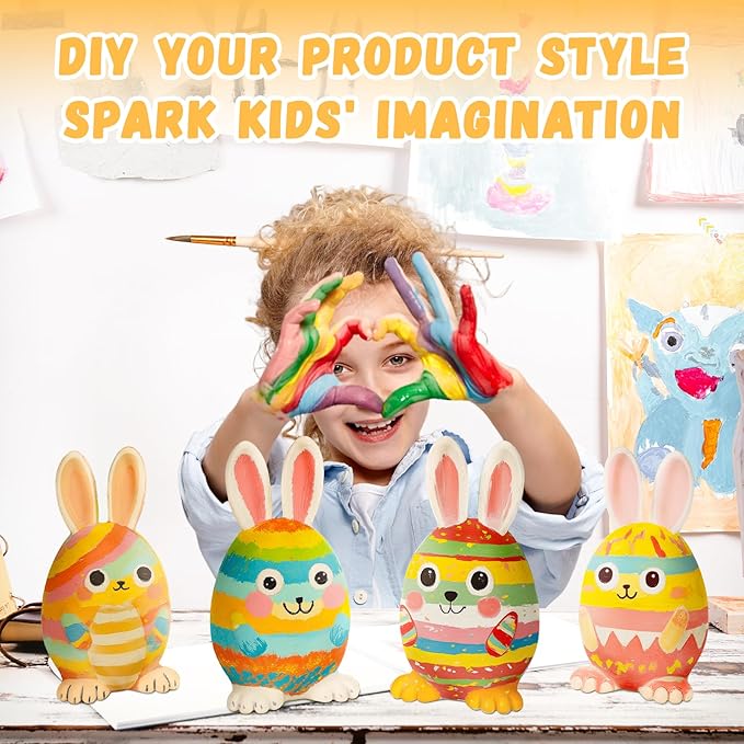 Paint Your Own Bunny Lamp Kit, Art Supplies Arts & Crafts Kit for Kids Age 4-8, Unique Easter Rabbit Egg Gift, Creativity Painting Kit Toy for Girl Boy Birthday Gift Ages 3 4 5 6 7 8 9 10 11 12+