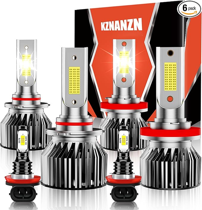 Car Light Bulbs Set Fit For Toyota Camry 2007 2008 2009 2010 2011 2012 2013 2014,High Low Beam Fog Light Bulbs Combo Pack,6500K White Plug and Play Car Driving Lights Bulb,IP68 6-Pack