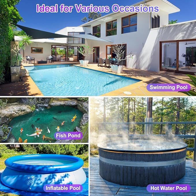 CCHKFEI Solar Floating Pool Lights with Thermometer, Swimming Pool Light with Remote, IP68 Waterproof, RGB 6 Dynamic Modes for Pools, Fountains, Party.
