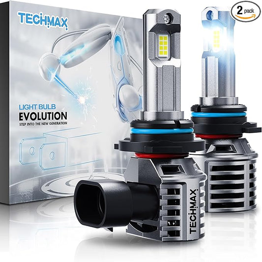 TECHMAX 9006 Bulbs, 9006 Fog Light Bulb w/Fan 600% Bright 6500K Wireless Direct Insertion Plug and Play, Pack of 2