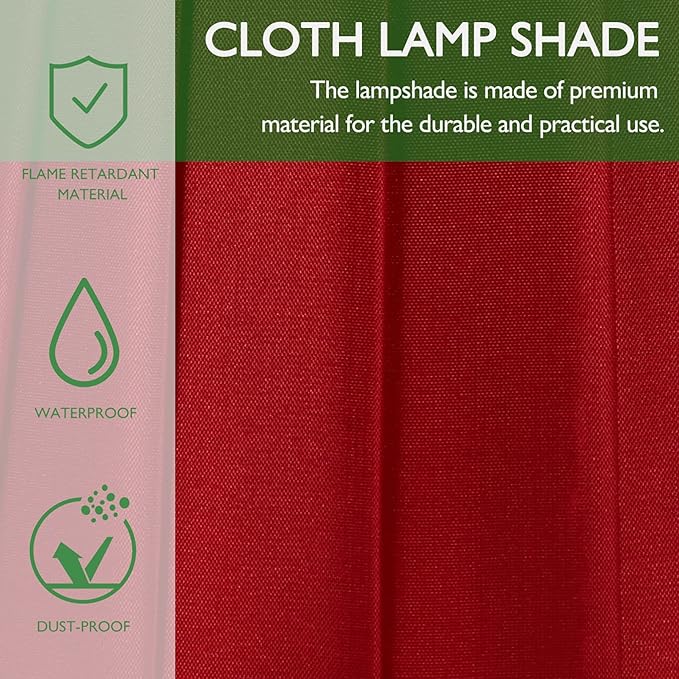 1pc Cloth Lampshade Pleated Lamp Shade Clip On Bulb Light Covers Lamp Shade for Bedroom Table Lamp Floor Light, Red