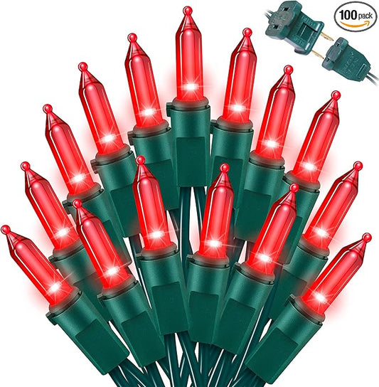 LAMPHOME 21.6ft 100 LED Red Valentine Lights, Connectable Valentine Room Light Indoor Plug-in, Green Wire Red Christmas String Light Outdoor Waterproof for Valentines Day Bedroom, Party,Wedding