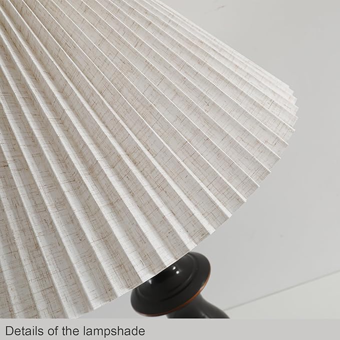 Pleated Lamp Shade for Table Lamp/Arched Floor Lamps Replacement Shade 5.9"Top X 16.5"Bottom X 11"High-Off White Linen