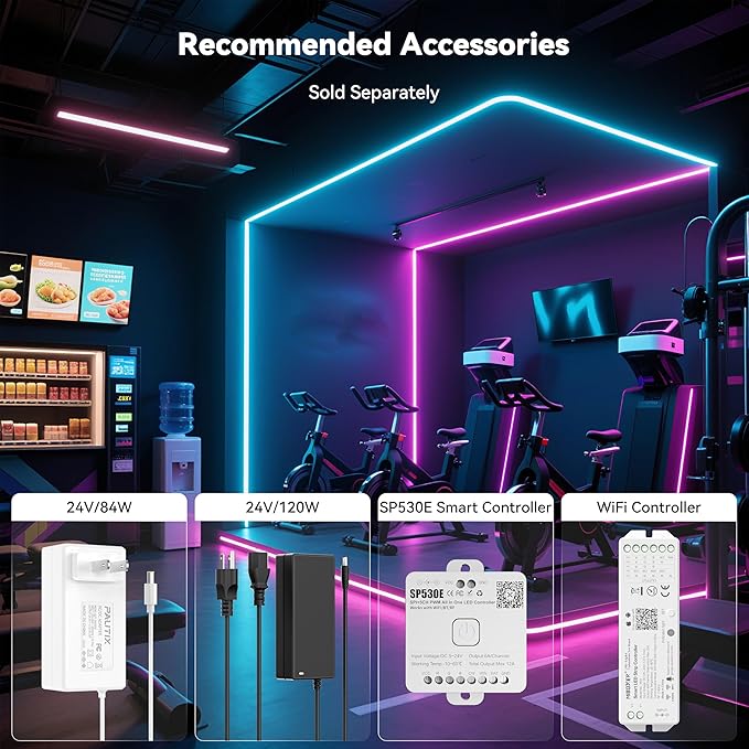 PAUTIX RGB COB LED Strip Light 32.8ft/10m,UL Listed 24V Color Changing Light Strips with 840LEDs/m Multicolor Flexible Tape Lights for TV,Room,Bedroom,Party DIY Decoration(Power Supply Not Included)