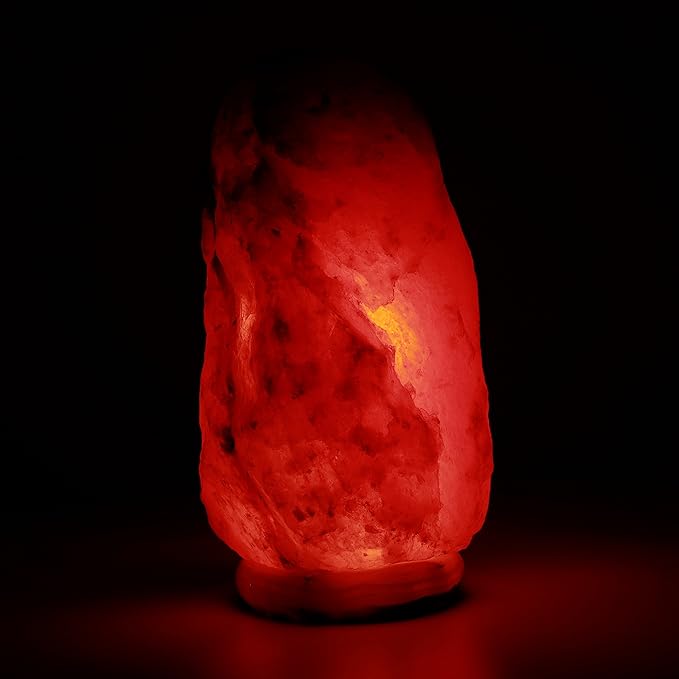 Himalayan Rock Salt Natural Crystal Lamp, 11.5" Tall – Soft Calm Therapeutic Light – Naturally Formed Salt Crystal Design On Onyx Marble Base – Tibetan Evaporated Rock Lamps – Dark Orange Hue