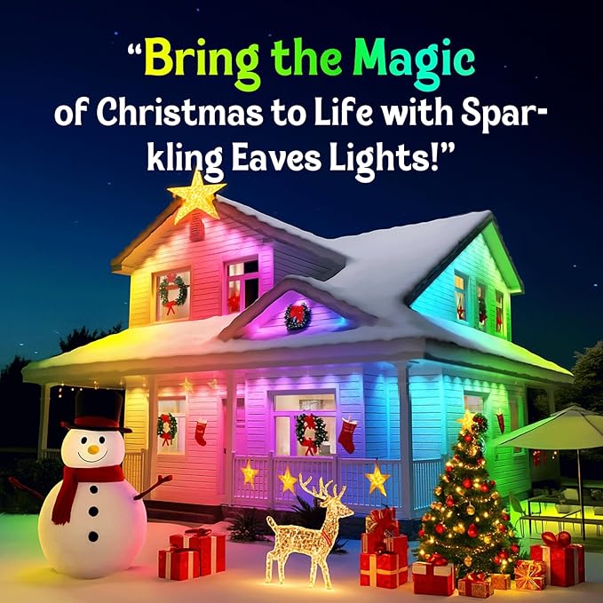 ISOPHO Permanent Outdoor Lights, Smart RGB String Lights with 75 Scene Modes, 100ft Eaves LED Light, Waterproof IP67, Applicable to All Holidays, Parties, Halloween, Christmas, App & Remote Control