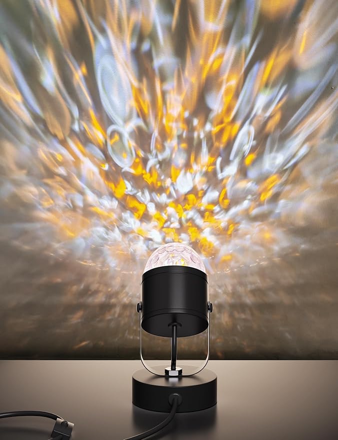 Joyzy Plug-in Dynamic Ocean Wave Table Lamp with Remote Water Ripple Night Light Projector for Room Party Christmas Decoration, Color Changing Ambient Lamps, Vivid Videography Projection