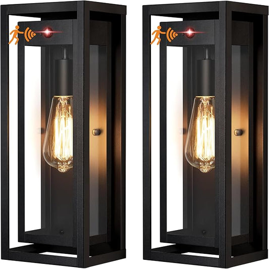 15" Motion Sensor Outdoor Wall Sconce Set of Two, Large Dusk to Dawn Outdoor Sconce Lights, Waterproof Anti-Rust Outdoor Lights for House, Exterior Motion Sensor Light for Garage, Porch