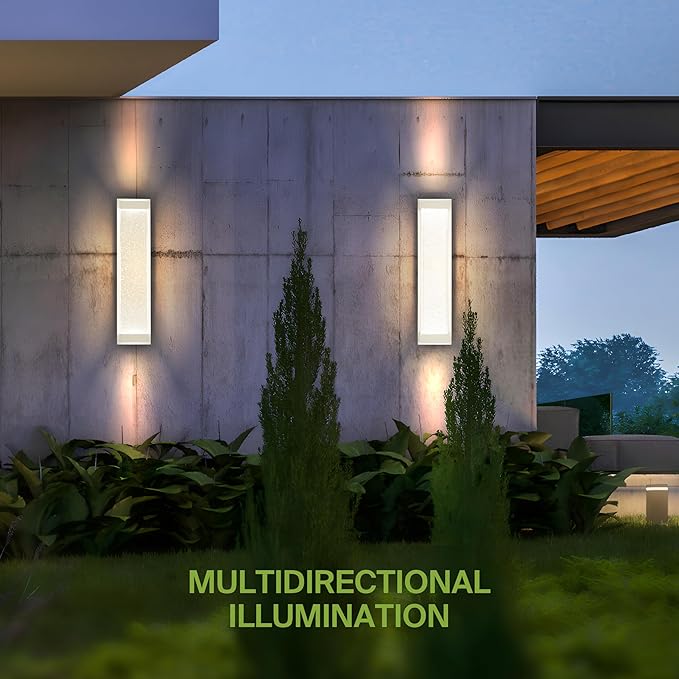 ASD LED 24" Bubble Glass Wall Light Fixture, Outdoor & Indoor Seeded Sconce | 3CCT, Waterproof, Dimmable, Up-Down Glow, ETL Listed | 22W 530LM 3000-5000K 100-277V | Exterior Porch Lighting | White