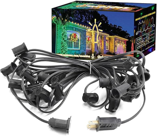 C7 Black Sockets String - 25FT 12" Spacing - Outdoor Christmas Stringer Set