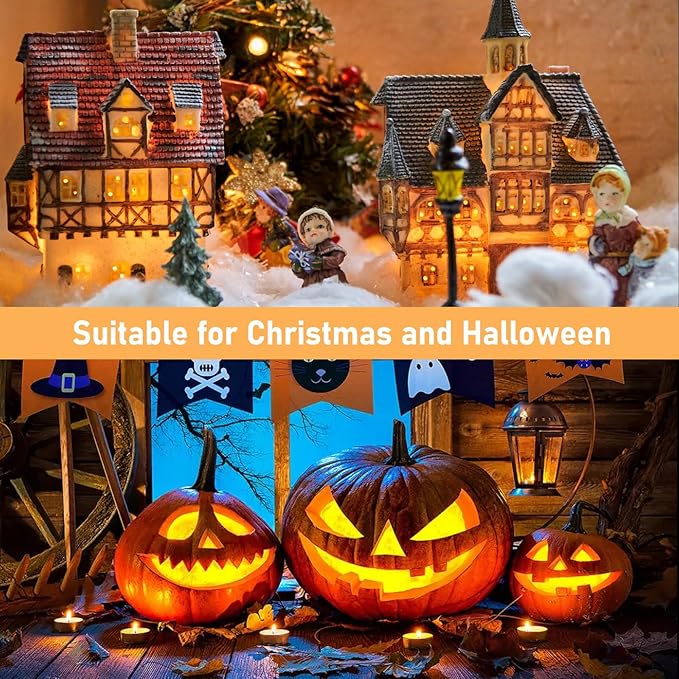 Accessory Cord with 3 LED Light Bulbs, 7.5FT Cord with On/Off Switch, C7 Socket Clip Lights for Halloween Pumpkin, Christmas Village House, Night Lights, Blow Mold, Holiday Ceramic Trees, Black