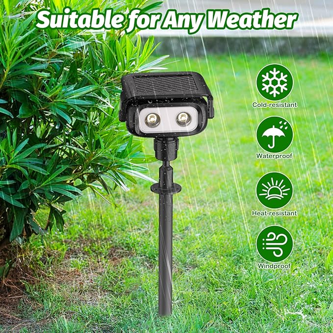 Nreonrick Solar Spot Lights Outdoor Waterproof, 360° Adjustable Landscape Lighting with 2Lighting Mode, Auto On/Off Solar Lights Outdoor for Wall Pathway Garden Decorations (Warm White, 4 Pack)