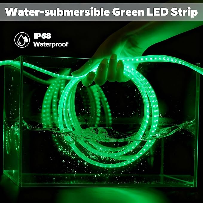 SuperLightingLED Flex Green LED Strip Sauna Room Lighting, DC24V Durable High-temperature Resistant Dimmable Trimmable 5m/16.4ft 600 LEDs Bright IP68 Vapor Tight Chromotherapy Light for Sauna (Green)