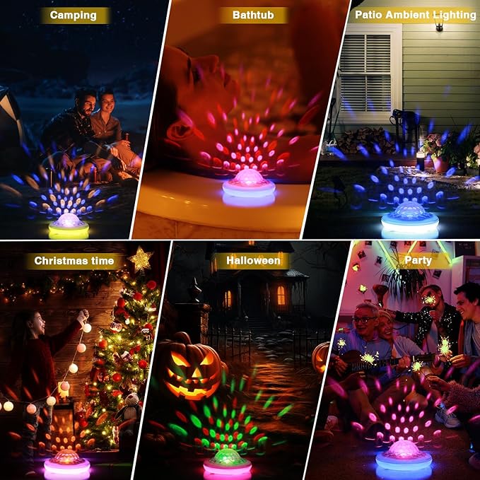Solar Pool Lights(4 PACK), USB Rechargeable Floating Pool Lights, 6.69 Inch IP68 Waterproof 6 Dynamic Modes Upper and Lower Color Changing 2600mAh Hangable Floating Light with Remote for Bathtub