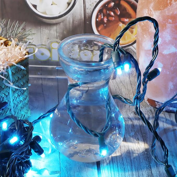 100 LED 5MM Blue Christmas Lights, 33FT Indoor/Outdoor String Light, Mini Lights for Garden, Patio, Christmas Trees - Green Wire, Commercial Grade, UL Listed