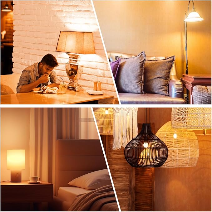 dalattin A19 Vintage LED Edison Bulbs, 60W Equivalent Light Bulbs, 2700K Soft White, Clear Glass Filament Bulb, Efficient 8W, E26 Base, 800 LM, CRI80+, Non-Dimmable for Home, Farmhouse, 6 Pack