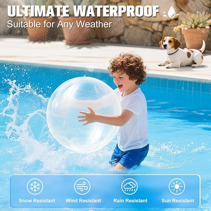 Solar Floating Pool Lights, 14 Inch Colorful Solar Pool Light Balls, Floating Glow Globe IP68 Waterproof, Inflatable Solar Lights up Balls for Swimming Pool Pond Outdoor Decor -1PC
