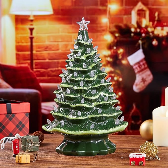 Boao 100 Pieces Ceramic Christmas Tree Bulbs and 5 Stars Replacement Plastic Bulbs for Ceramic Christmas Tree Decorations (4 mm Diameter,Transparent)