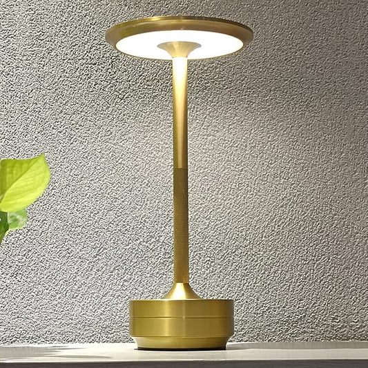 Vintage Aluminum Rechargeable Cordless LED Table Lamp with Dimmable Brightness and 3 Color Temperatures