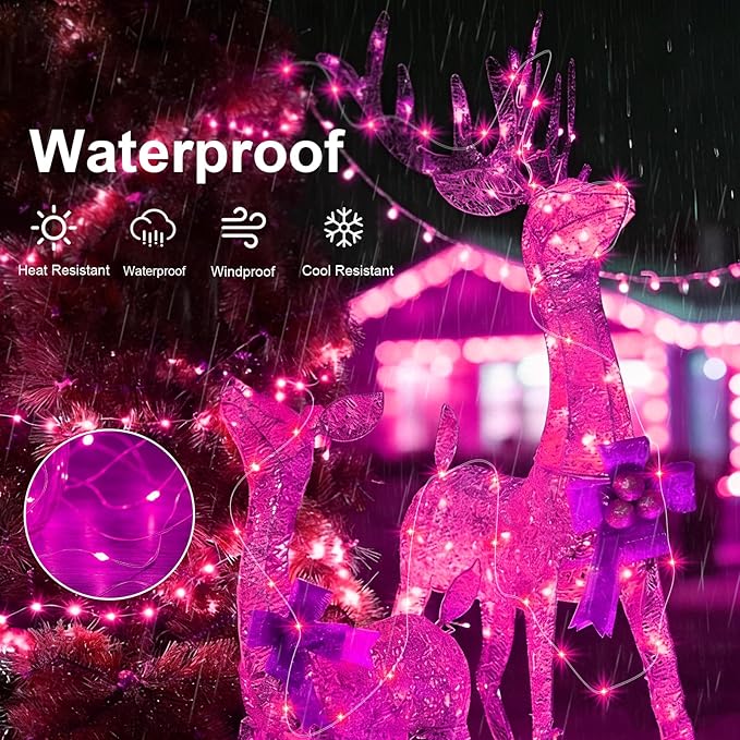 AIKEI 6 Pack LED Fairy Lights with Timer Battery Operated, Mini String Lights with Remote Waterproof 7ft 20 Led Firefly Starry Lighting for Wedding Party Bedroom Garden Christmas Decoration Pink