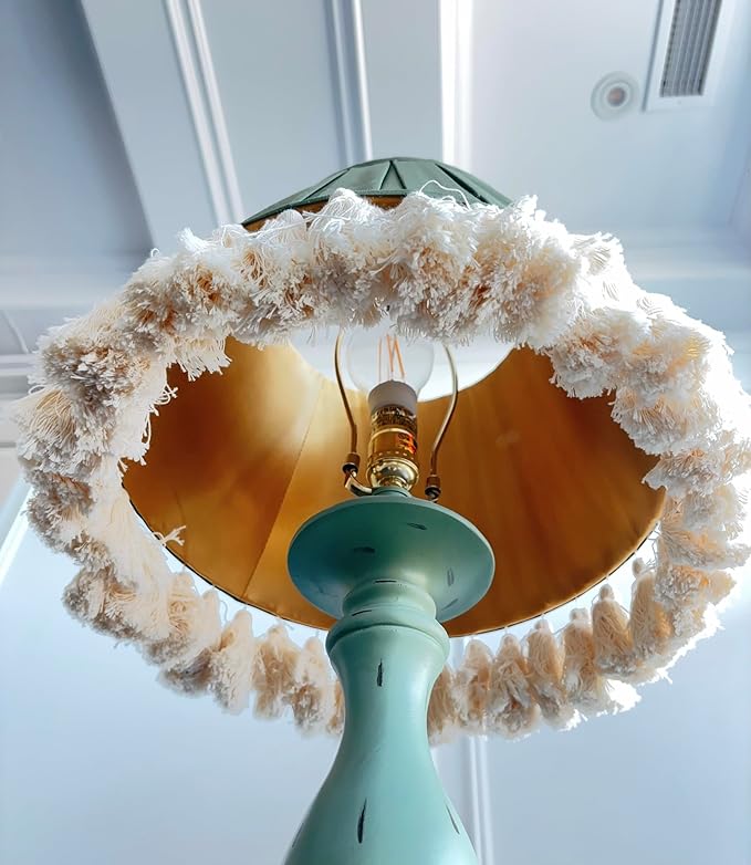 Tristan Home Round Pleated Lamp Shade with Tassels 9x14x12 inches (Height 12inch Includes Tassels) Olive Green)
