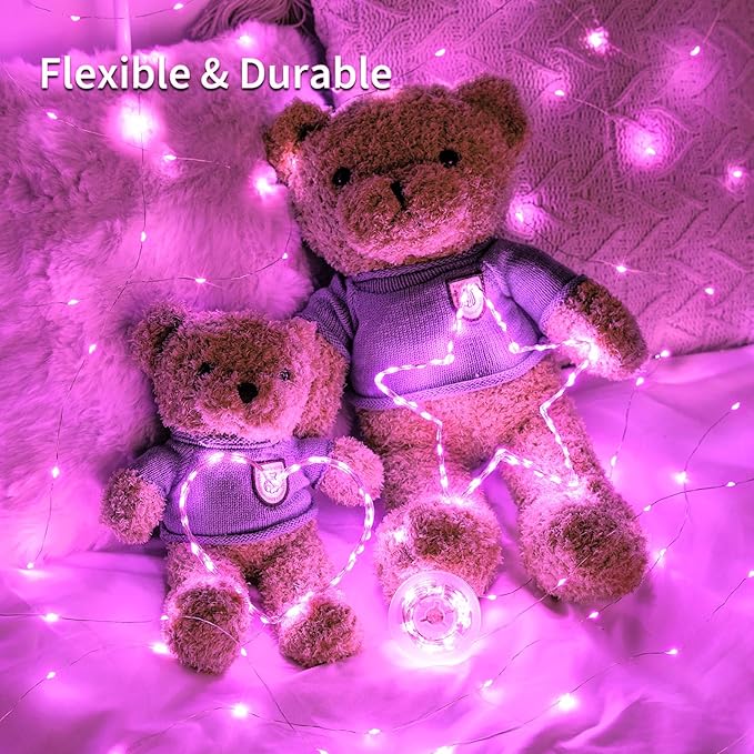 JMEXSUSS 2 Pack Pink Fairy Lights Battery Operated, Total 200 LED 66ft Valentine Twinkle String Lights with Remote, 8 Modes Pink Lights for Valentine's Day Bedroom Anniversary Indoor Outdoor Decor