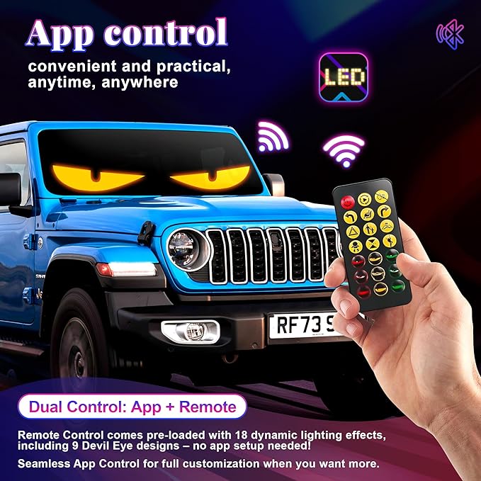 Sachie 5800 Lux High-Brightness Multi-Panel Sync LED Display (23.4"x4.73") – 3X Brighter, APP/Remote Programmable Scrolling Text & Animation for Cars, Stores – USB 5V Powered (1pcs)