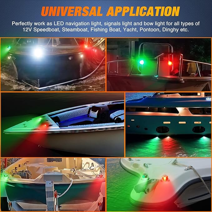 Nilight Marine Boat Navigation Light 2PCS 8LED Red Green LED Port Starboard Signals Bow Lights 12V Waterproof for Skeeter Yacht Pontoon Speedboat Sailboats Fishing Boats
