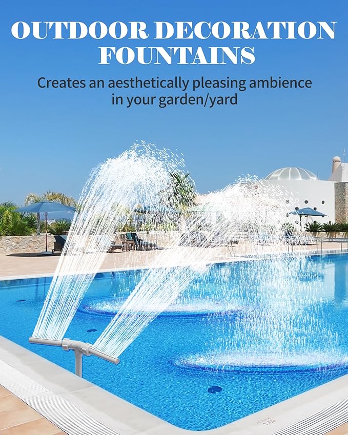 Klleyna Swimming Pool Fountain for Above & In-Ground Pools, Pool Waterfall Water Cooler Sprinkler Sprayer Summer Party Decor (C-Gray-2 Adapters)