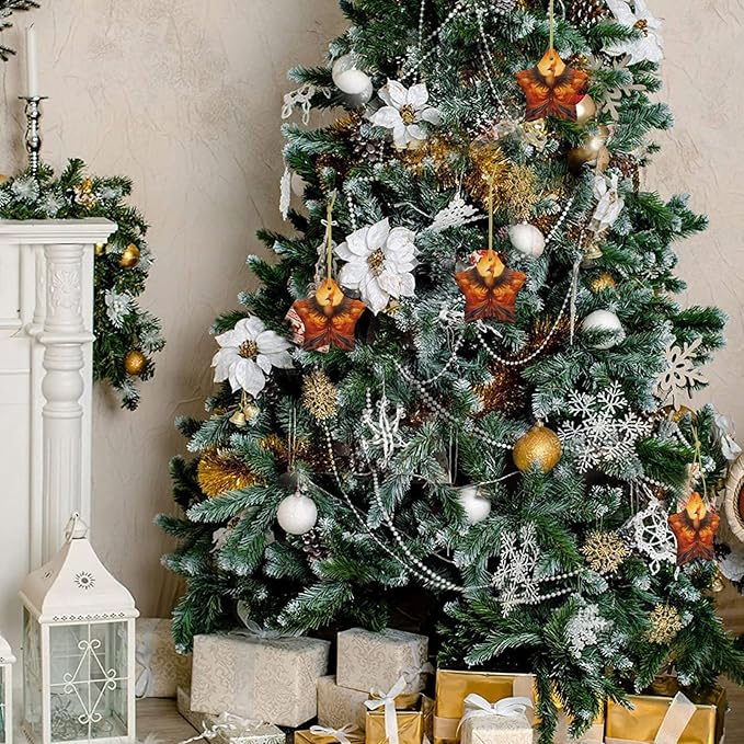 Phoenix Fire Flame Christmas Ornaments, Christmas Decorations Xmas Tree Hanging Ornaments, Star-Shaped Ceramic Festive Keepsake Gift for Christmas Decorations Holiday Home Party