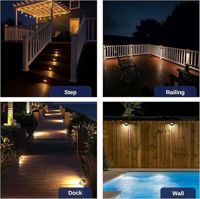 Gardenreet LED Step Lights - 12V Brass Low Voltage Deck Light Outdoor, Landscape Hardwired Waterproof, Antique Bronze Lighting for Wall Garden Yard Stair with 3W Cool White G4 Bulb 12 Pack