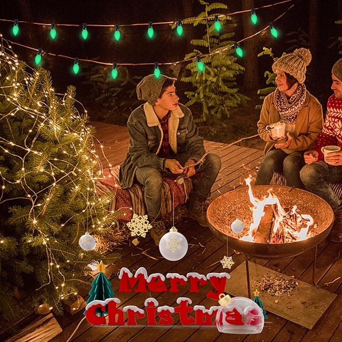 25 Pack C7 LED Replacement Christmas Light Bulb, C7 Green Replacemen Bulbs for Outdoor String Lights Window Candles Chandeliers Salt Lamp, E12 LED Bulb Dimmable, 0.6W Night Light Bulb -Green