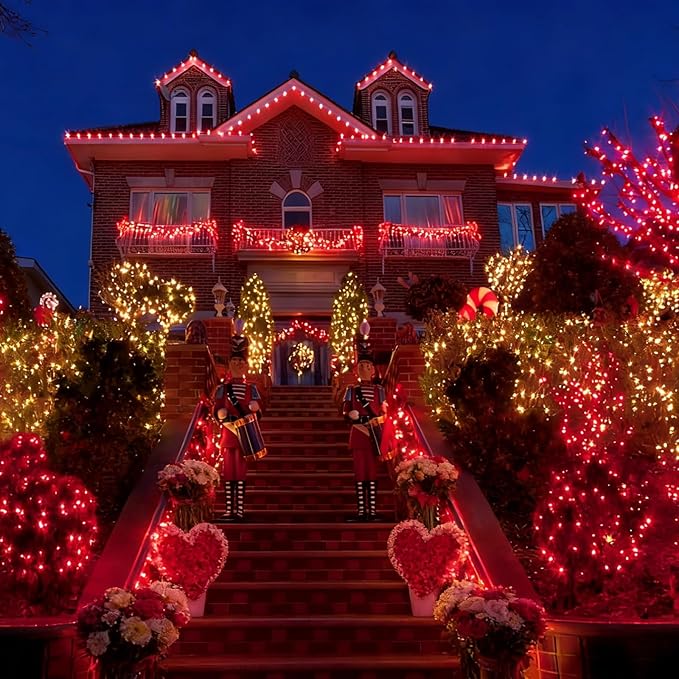 LAMPHOME Red Valentines Day Decor Lights,150 Count 31.9FT Mini Valentine's Lights,Red Christmas String Fairy Lights Outdoor Indoor Plug in for Room Party Wedding Tree Valentines Day Decorations