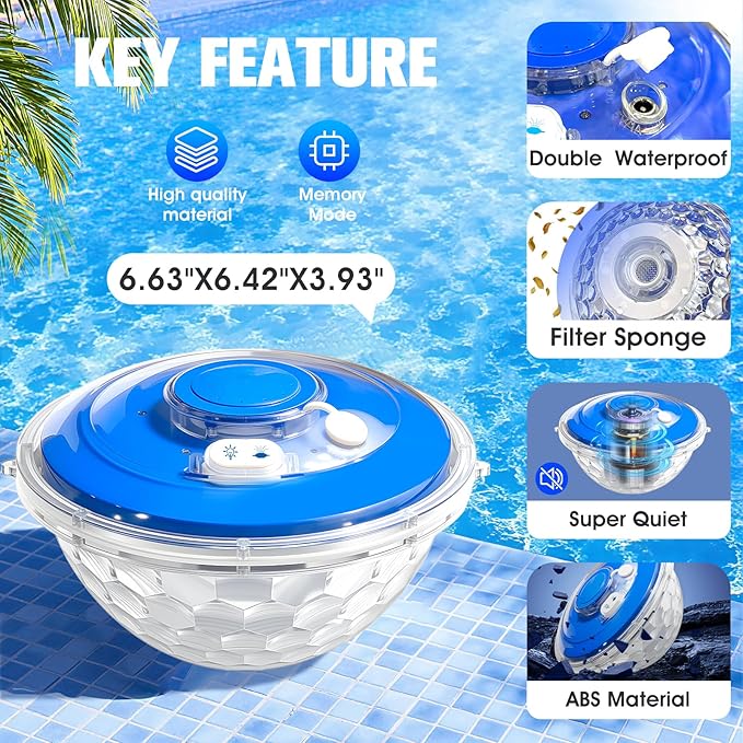 Upgraded Pool Fountain, Floating Pool Fountain with Lights, Above Ground Pool Water Fountains with Anchor, Swimming Pool Fountains for Inground Pool-1PC