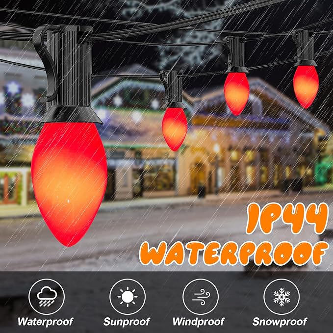 GOOTHY 25 Pack C7 Red LED Christmas Light Bulb, C7 Red Ceramic Replacement Bulbs for Outdoor String Lights Window Candles Chandeliers, E12 Candelabra Base LED Bulbs, 0.6 Watt Led Night Light Bulb
