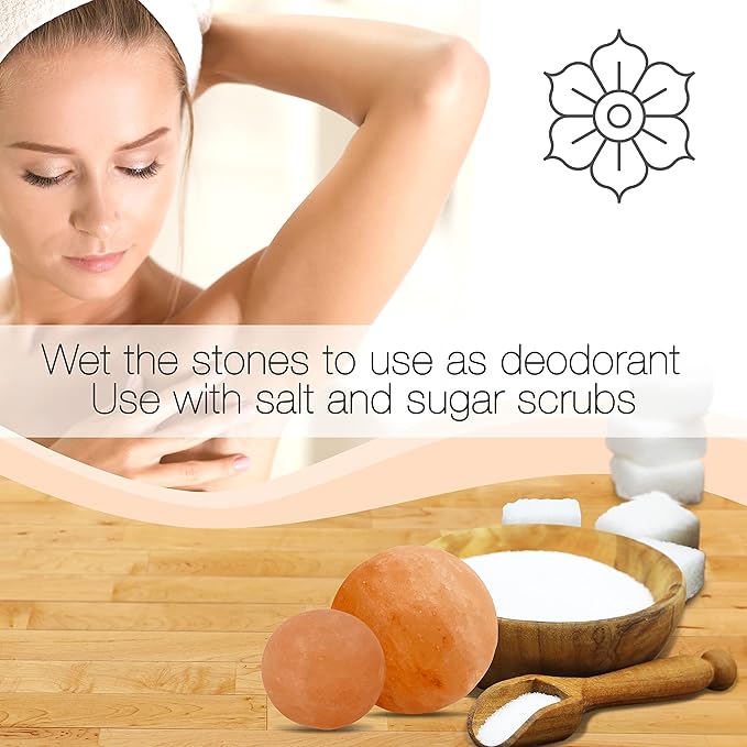 SereneLife Himalayan Rock Salt Massage Stones, 7 Piece Set of Pink Crystals for Spa Healing and Therapy Hand Carved Usable as Detox Heated or Frozen Natural Crystal Deodorant Bar Massaging Scrub Balls