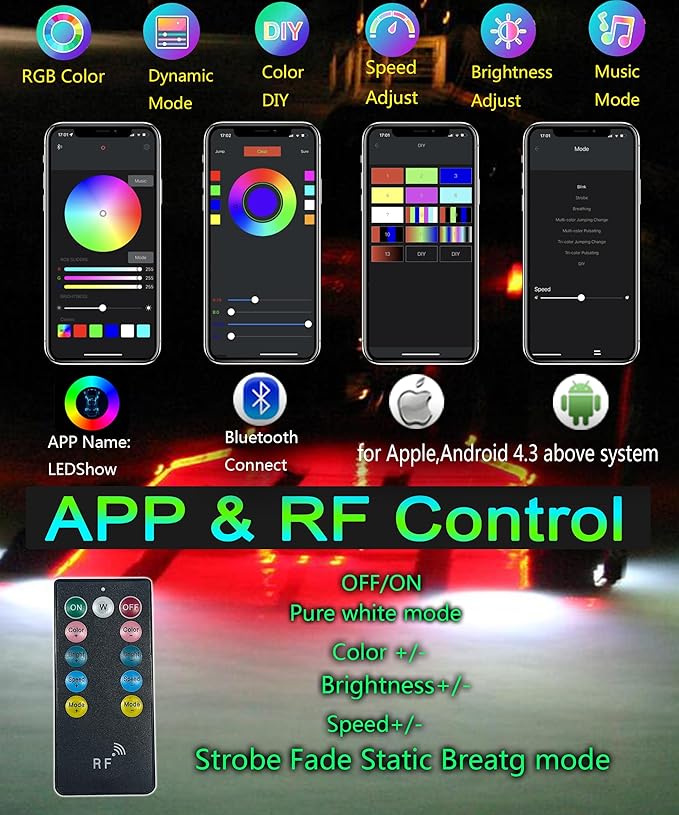 2 Pcs Standard 1/2in NPT Boat Drain Plug Light IP68 Waterproof RGB Underwater Boat Trailer Light with APP RF Remote Control for Fishing Swimming Divinng, Smart Cooling System,4100LM