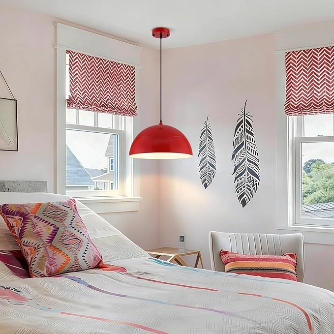 Red Large Pendant Light 2 Packs,19.7inches, Kitchen Pendant Lights, Oversized Island Pendant Lights, Farmhouse Pendant Light, Pendant Light for Bedroom, Kitchen Island