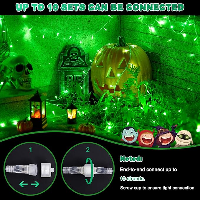 JMEXSUSS 33ft 100 LED Red Green Christmas Lights Indoor Outdoor, 2 Pack Color Changing Christmas Lights Plug in, Connectable Waterproof Christmas Tree Light for Xmas Bedroom Party Decorations