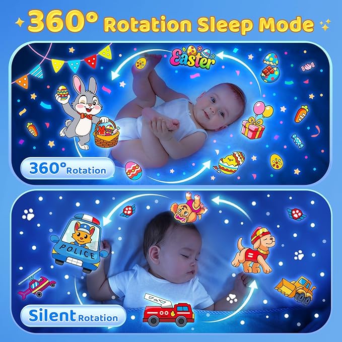 Easter Egg Light for Nursery Sound Machine | 15 Sleeping Sounds+12HD Films+7 Colors+360°Rotating | Easter Gifts for Kids Primal Hatch Dinosaur Egg Night Light for Nursery Boy Toys Hatch Sound Machine