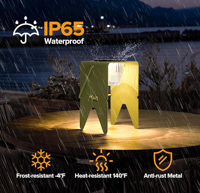 Solar Lanterns Outdoor Waterproof, Rechargeable Metal Solar Outdoor Table Lamp with 3 Brightness Modes, Portable Hanging Outdoor Lamp Cordless for Patio/Camping/Walking (Warm White Light)