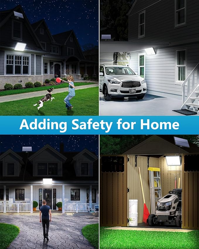 400LED Solar Lights Outdoor,3 Modes & Remote Control Motion Sensor Outdoor Light,IP67 Waterproof Solar Flood Lights for Garden, Garage, Patio, Pathway (4 Pack)